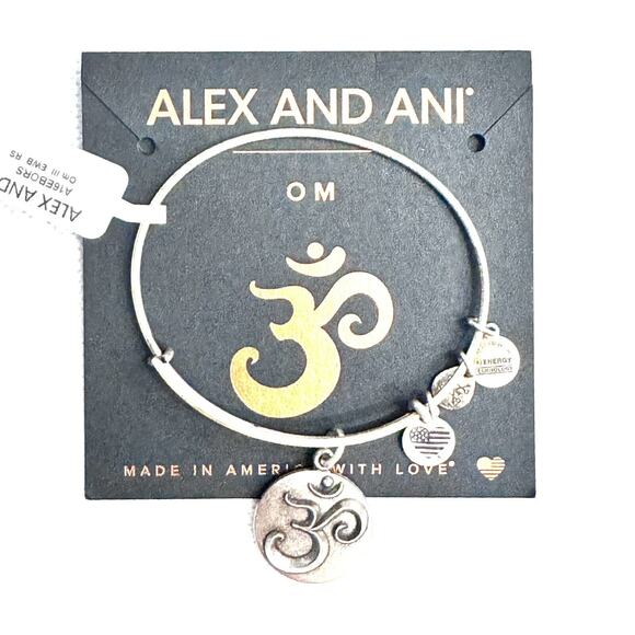 RARE! ALEX AND ANI SILVER OM TRUTH CREATION c2016 CHARM BRACELET WITH CARD - Picture 1 of 3